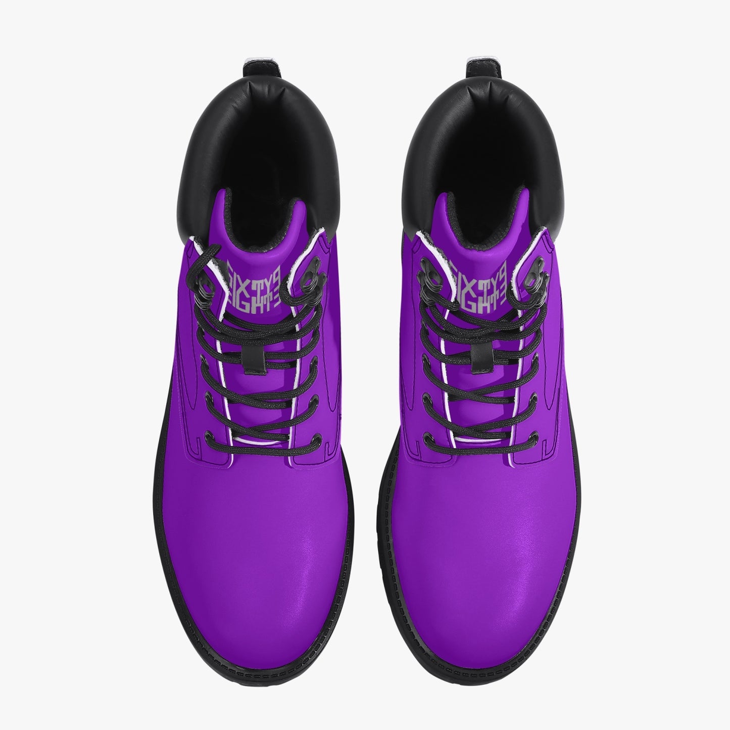 Sixty Eight 93 Logo White Purple Leather Boots