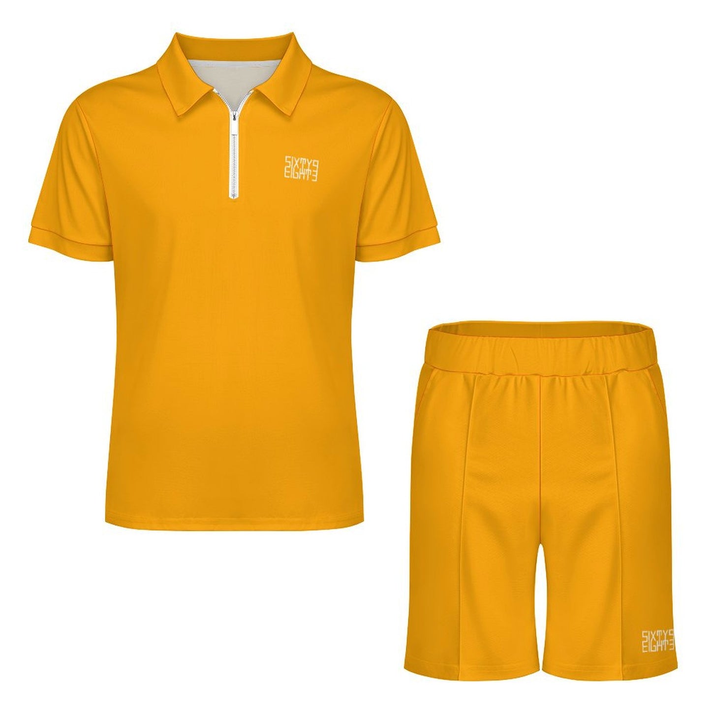Sixty Eight 93 Men's Orange Zip-Up Polo Set