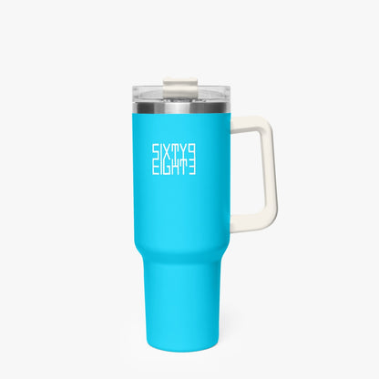 Sixty Eight 93 Logo White Aqua Blue 40oz Hydrator Tumbler Cup