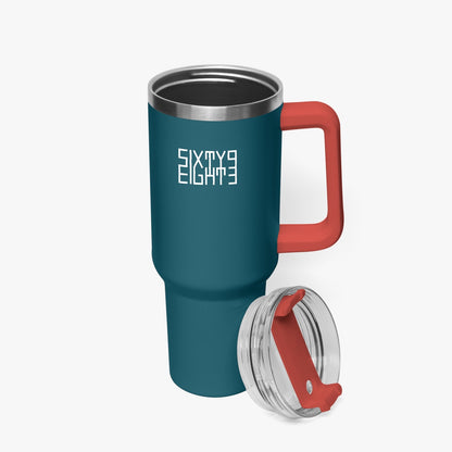 Sixty Eight 93 Logo White Dark Teal 40oz Hydrator Tumbler Cup