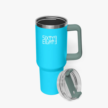 Sixty Eight 93 Logo White Aqua Blue 40oz Hydrator Tumbler Cup