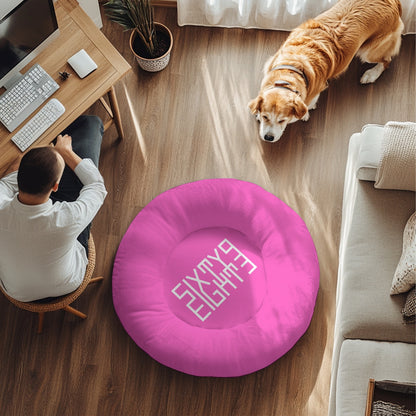 Sixty Eight 93 Logo White Fuchsia Round Large Size Pet Bed