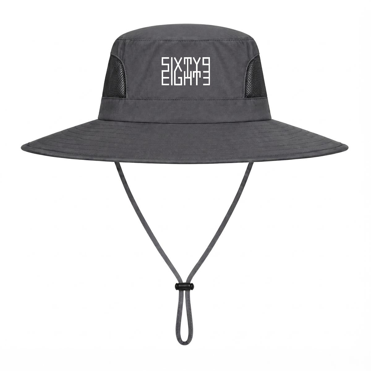 Sixty Eight 93 Logo White UPF 50+ Wide Brim Outdoor Sun Hat