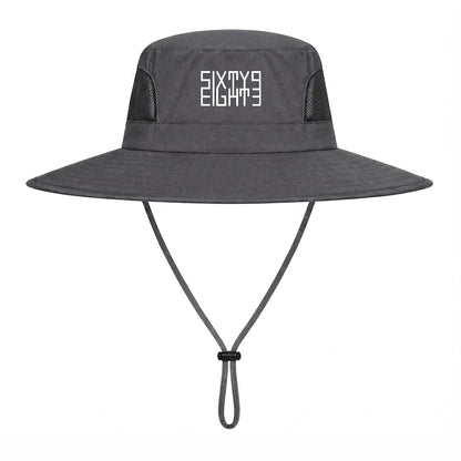 Sixty Eight 93 Logo White UPF 50+ Wide Brim Outdoor Sun Hat