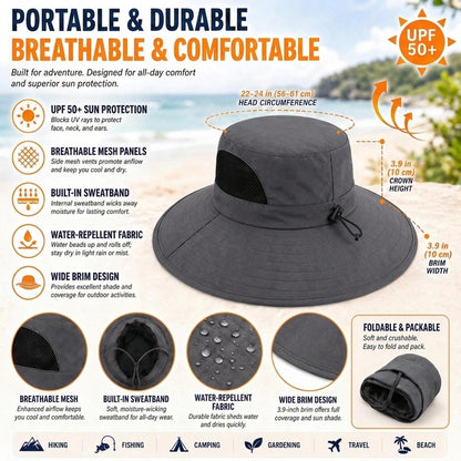 Sixty Eight 93 Logo White UPF 50+ Wide Brim Outdoor Sun Hat