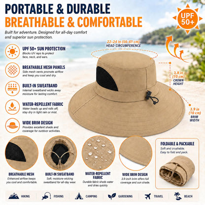 Sixty Eight 93 Logo White UPF 50+ Wide Brim Outdoor Sun Hat