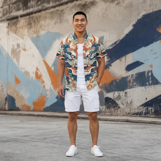 Sixty Eight 93 Logo White & Black LJ 20 Design Cotton Button Up Shirt