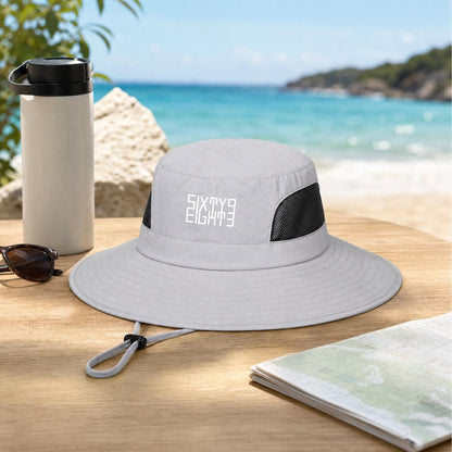 Sixty Eight 93 Logo White UPF 50+ Wide Brim Outdoor Sun Hat