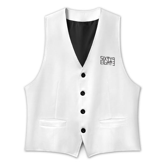 Sixty Eight 93 Logo Black White Men's Sleeveless Suit Vest