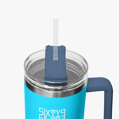 Sixty Eight 93 Logo White Aqua Blue 40oz Hydrator Tumbler Cup