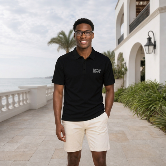 Sixty Eight 93 Logo White Black Men's Cotton Polo Shirt
