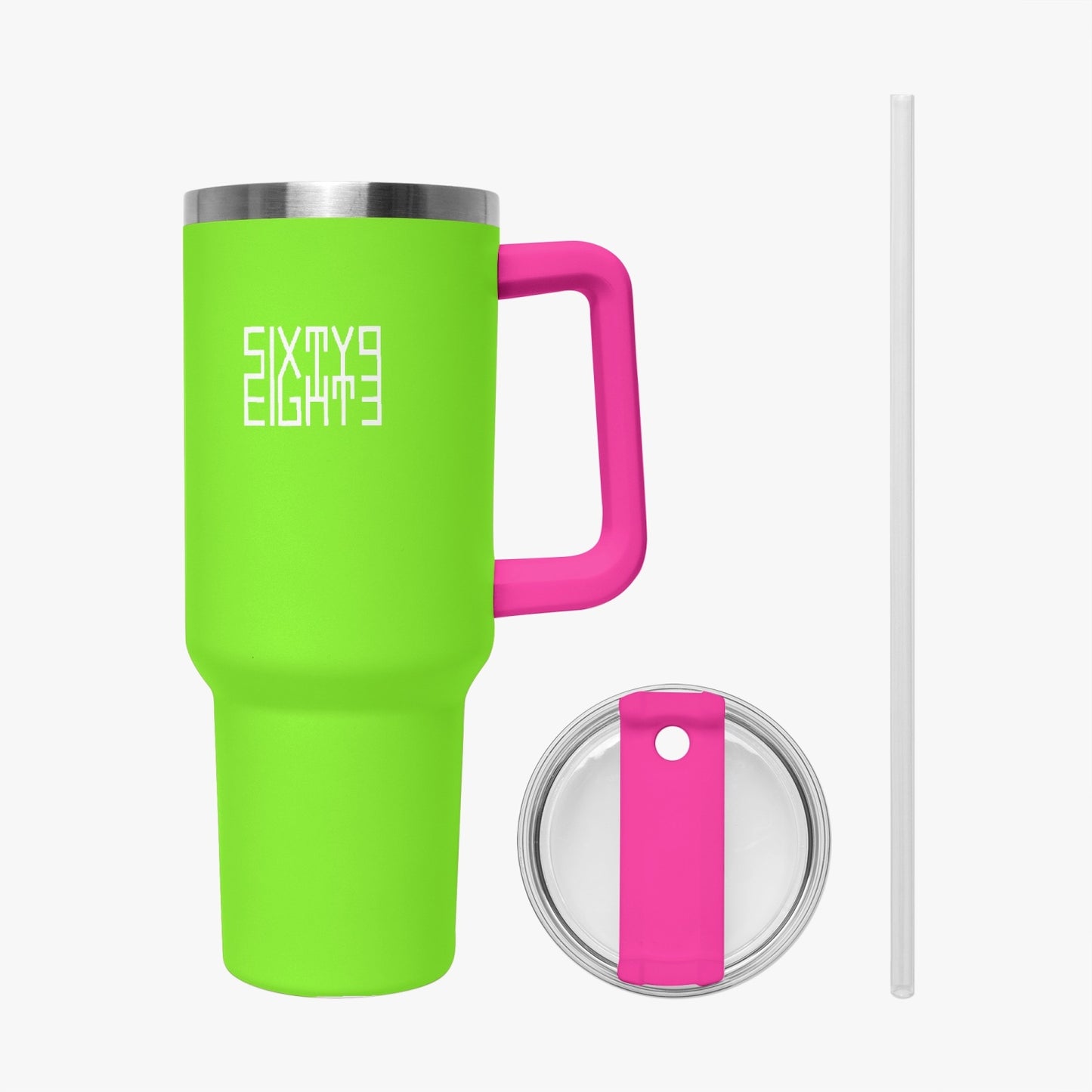 Sixty Eight 93 Logo White Lime Green 40oz Hydrator Tumbler Cup