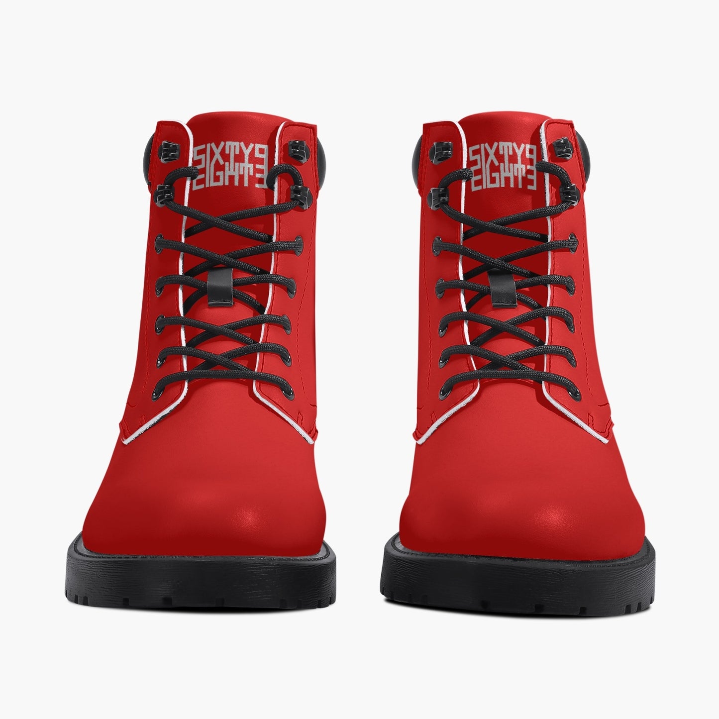 Sixty Eight 93 Logo White Red Leather Boots