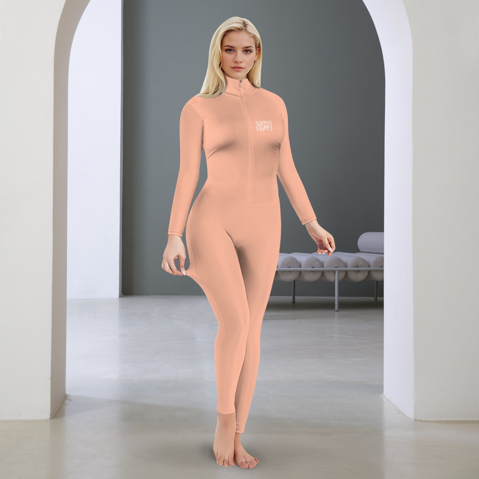 Sixty Eight 93 Peach Skinny Fit Jumpsuit