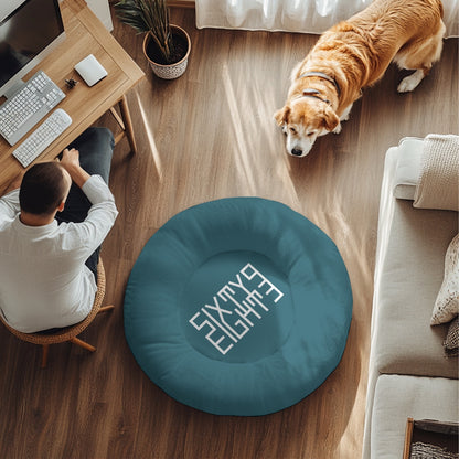 Sixty Eight 93 Logo White Dark Teal Round Large Size Pet Bed