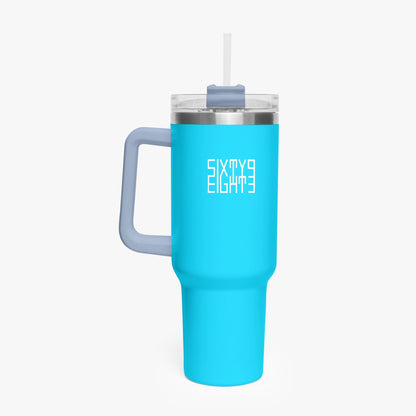 Sixty Eight 93 Logo White Aqua Blue 40oz Hydrator Tumbler Cup