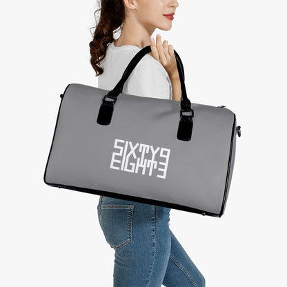 Sixty Eight 93 Logo White Grey Leather Portable Travel Bag