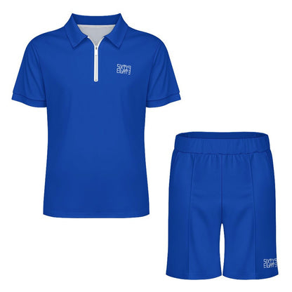 Sixty Eight 93 Men's Blue Zip-Up Polo Set