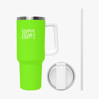 Sixty Eight 93 Logo White Lime Green 40oz Hydrator Tumbler Cup