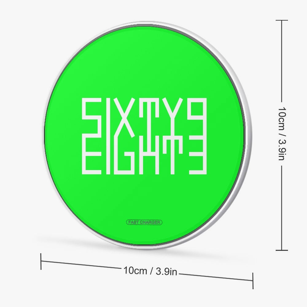Sixty Eight 93 Logo White Lime Green 10W Wireless Charger