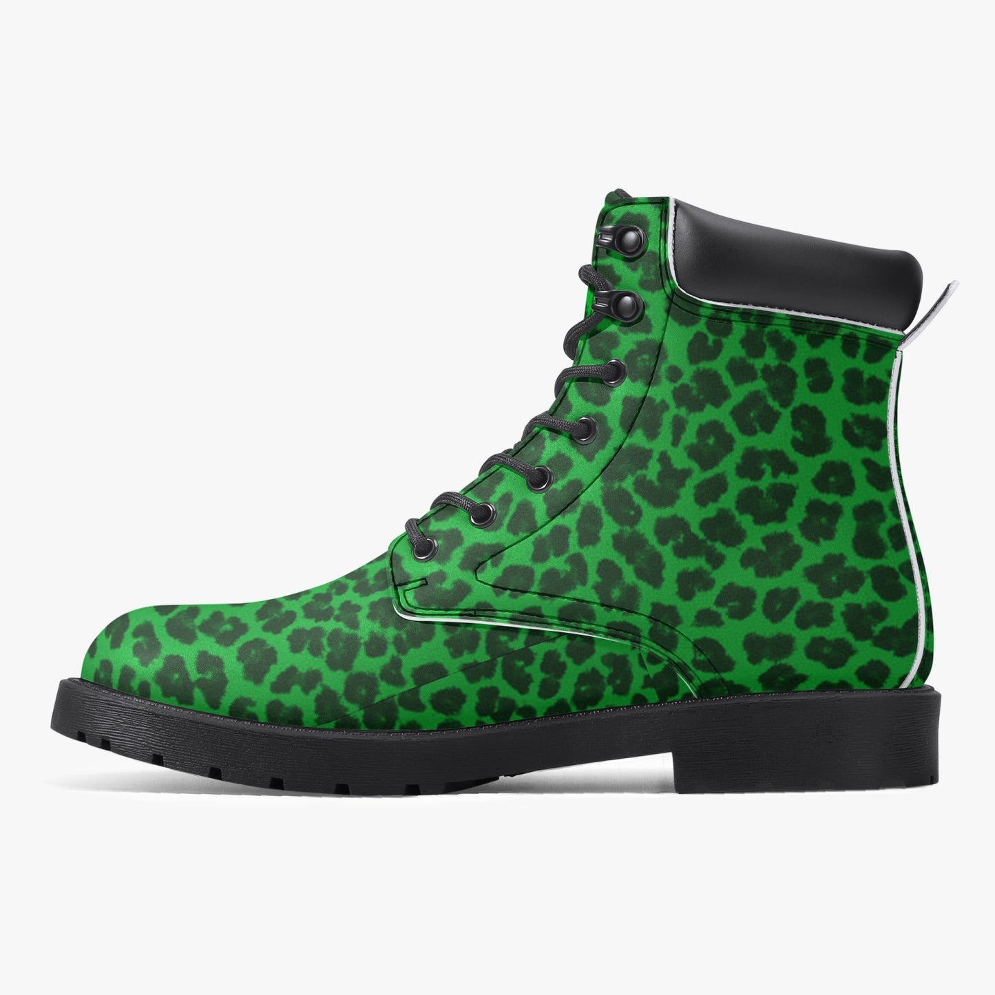 Sixty Eight 93 Logo White Cheetah Lime Green Leather Boots