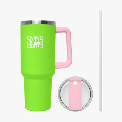 Sixty Eight 93 Logo White Lime Green 40oz Hydrator Tumbler Cup