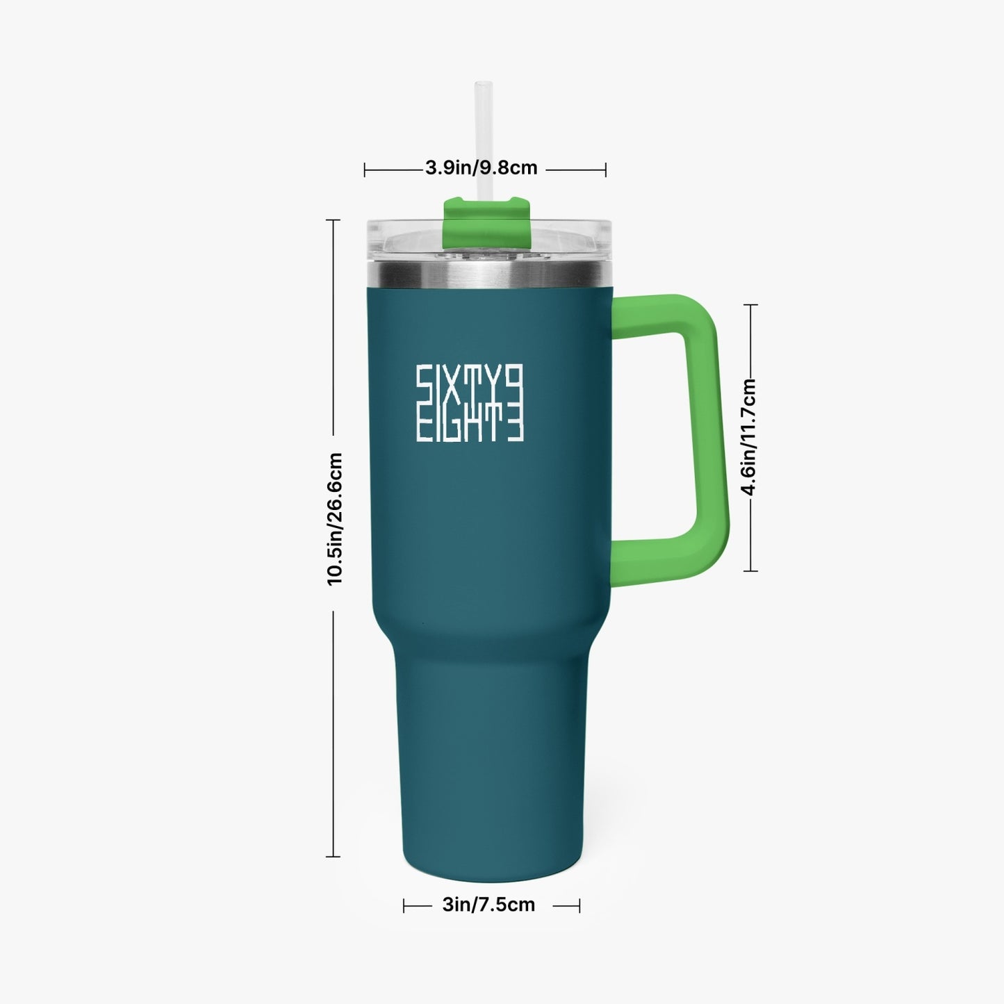 Sixty Eight 93 Logo White Dark Teal 40oz Hydrator Tumbler Cup