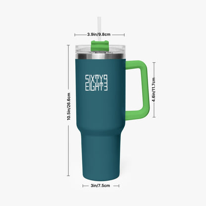 Sixty Eight 93 Logo White Dark Teal 40oz Hydrator Tumbler Cup