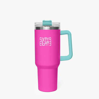 Sixty Eight 93 Logo White Fuchsia 40oz Hydrator Tumbler Cup