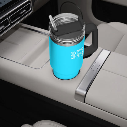 Sixty Eight 93 Logo White Aqua Blue 40oz Hydrator Tumbler Cup