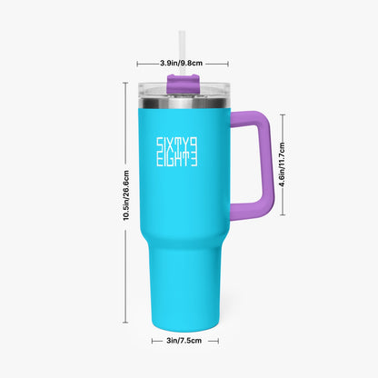 Sixty Eight 93 Logo White Aqua Blue 40oz Hydrator Tumbler Cup