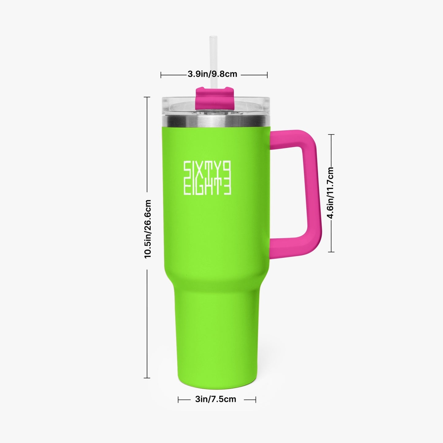 Sixty Eight 93 Logo White Lime Green 40oz Hydrator Tumbler Cup