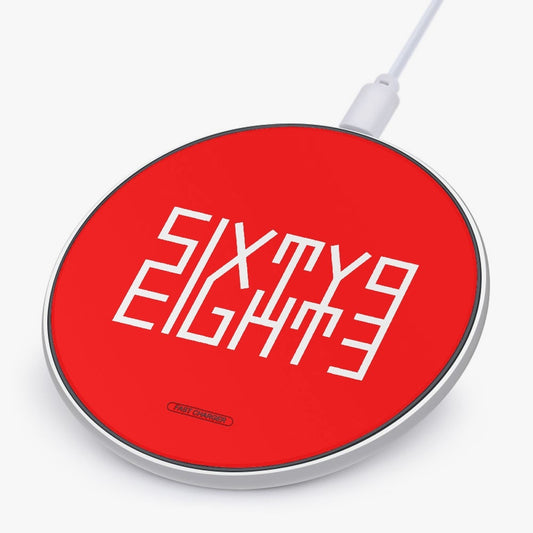 Sixty Eight 93 Logo White Red 10W Wireless Charger