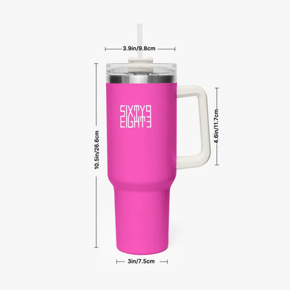 Sixty Eight 93 Logo White Fuchsia 40oz Hydrator Tumbler Cup