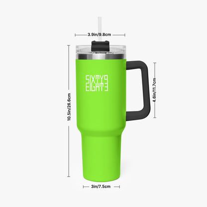 Sixty Eight 93 Logo White Lime Green 40oz Hydrator Tumbler Cup