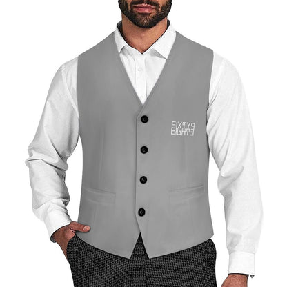 Sixty Eight 93 Logo White Grey Men's Sleeveless Suit Vest