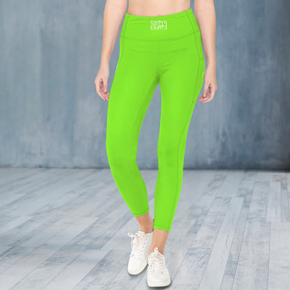 Lime Green High Waist Pockets Leggings