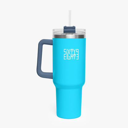 Sixty Eight 93 Logo White Aqua Blue 40oz Hydrator Tumbler Cup