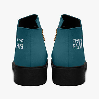 Sixty Eight 93 Logo White Dark Teal Suede Zipper Boots