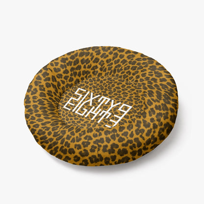 Sixty Eight 93 Logo White Cheetah Orange Round Large Size Pet Bed