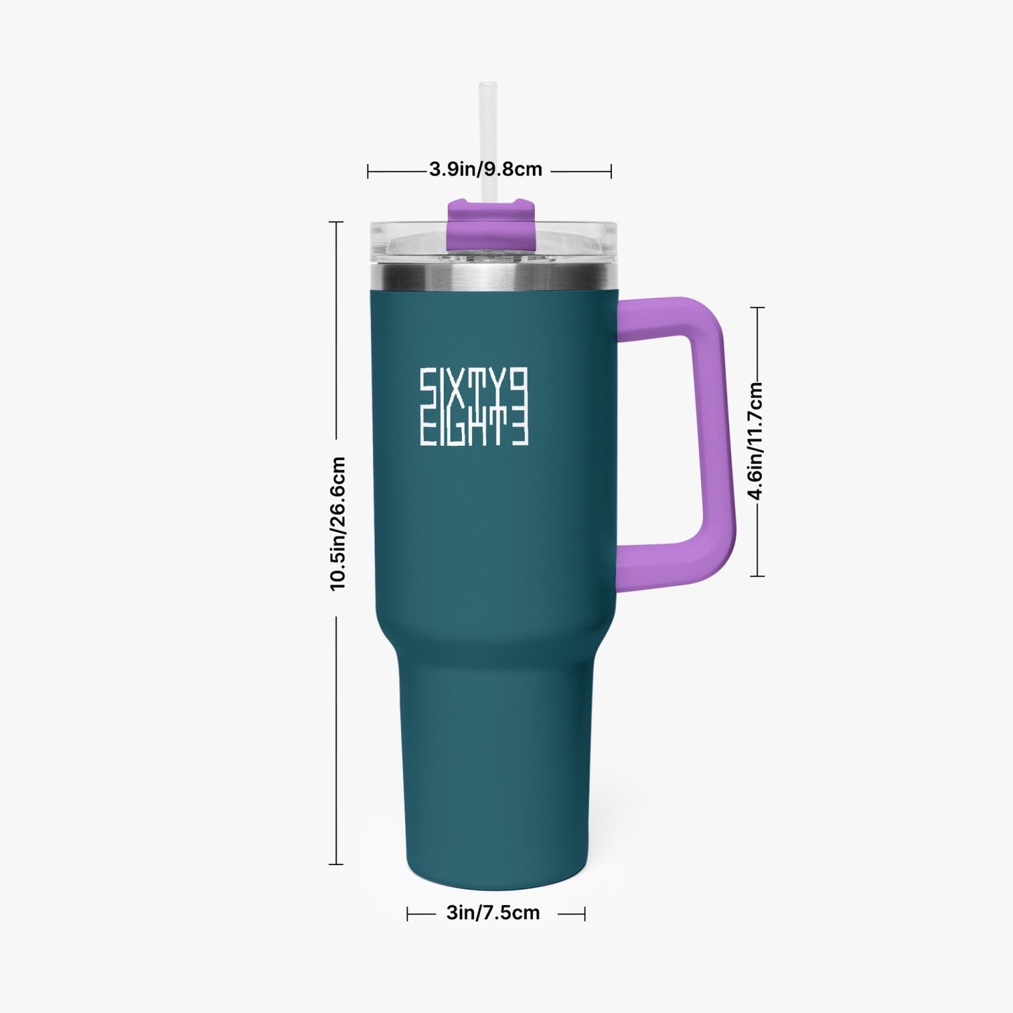 Sixty Eight 93 Logo White Dark Teal 40oz Hydrator Tumbler Cup