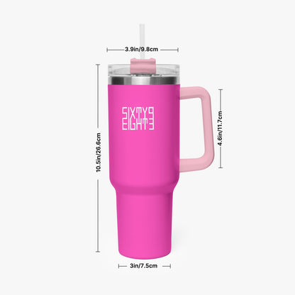 Sixty Eight 93 Logo White Fuchsia 40oz Hydrator Tumbler Cup