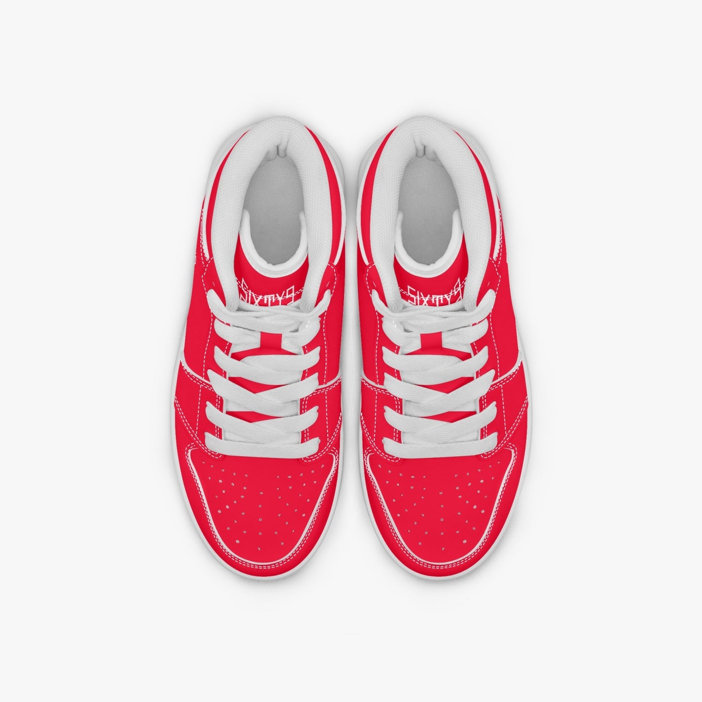 Sixty Eight 93 Logo White Red Kids High-Top Shoes