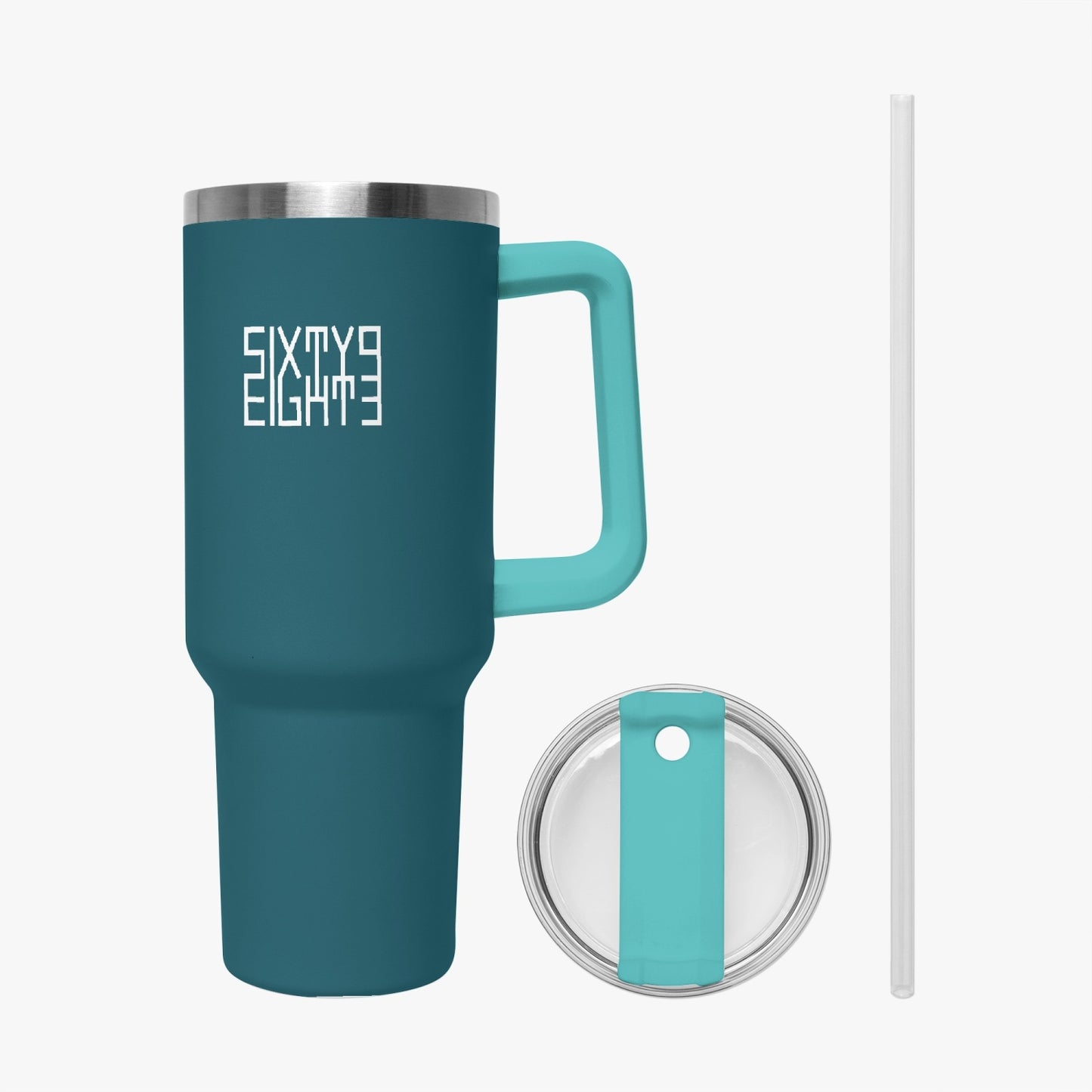 Sixty Eight 93 Logo White Dark Teal 40oz Hydrator Tumbler Cup