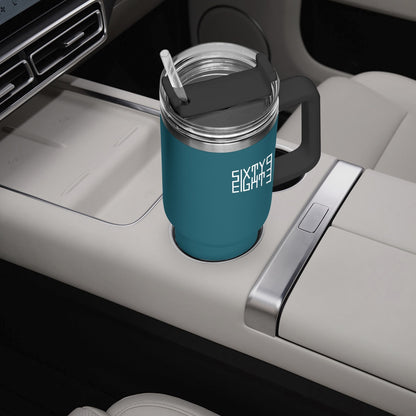 Sixty Eight 93 Logo White Dark Teal 40oz Hydrator Tumbler Cup