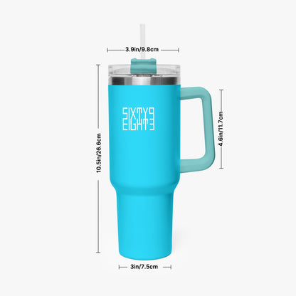 Sixty Eight 93 Logo White Aqua Blue 40oz Hydrator Tumbler Cup