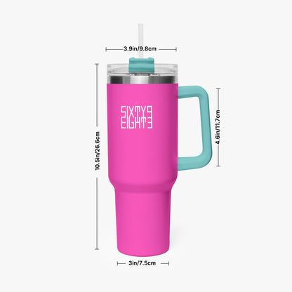 Sixty Eight 93 Logo White Fuchsia 40oz Hydrator Tumbler Cup