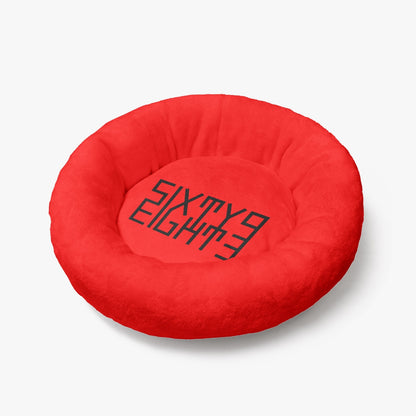 Sixty Eight 93 Logo Black Red Round Large Size Pet Bed