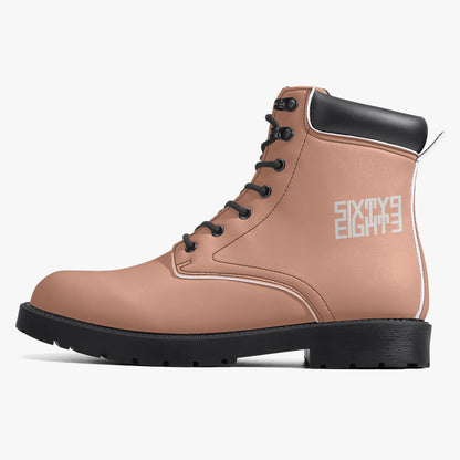 Sixty Eight 93 Logo White Peach Leather Boots