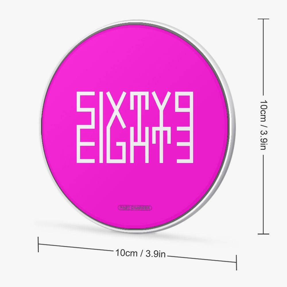 Sixty Eight 93 Logo White Pink 10W Wireless Charger